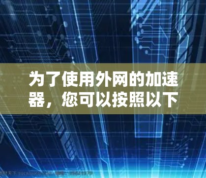 为了使用外网的加速器，您可以按照以下步骤进行